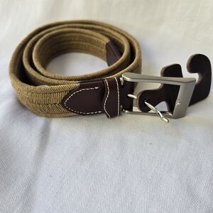 NWT Tommy Bahama Khaki Mens Sz L 28-42 Braided Stretch & Leather Belt MSRP $88
